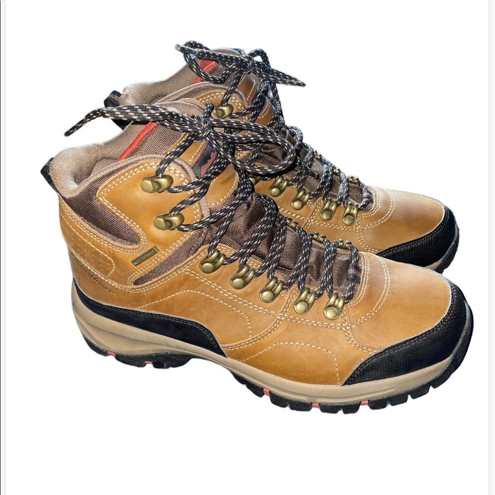 Women's Tan Hiking Boots with Black Accents